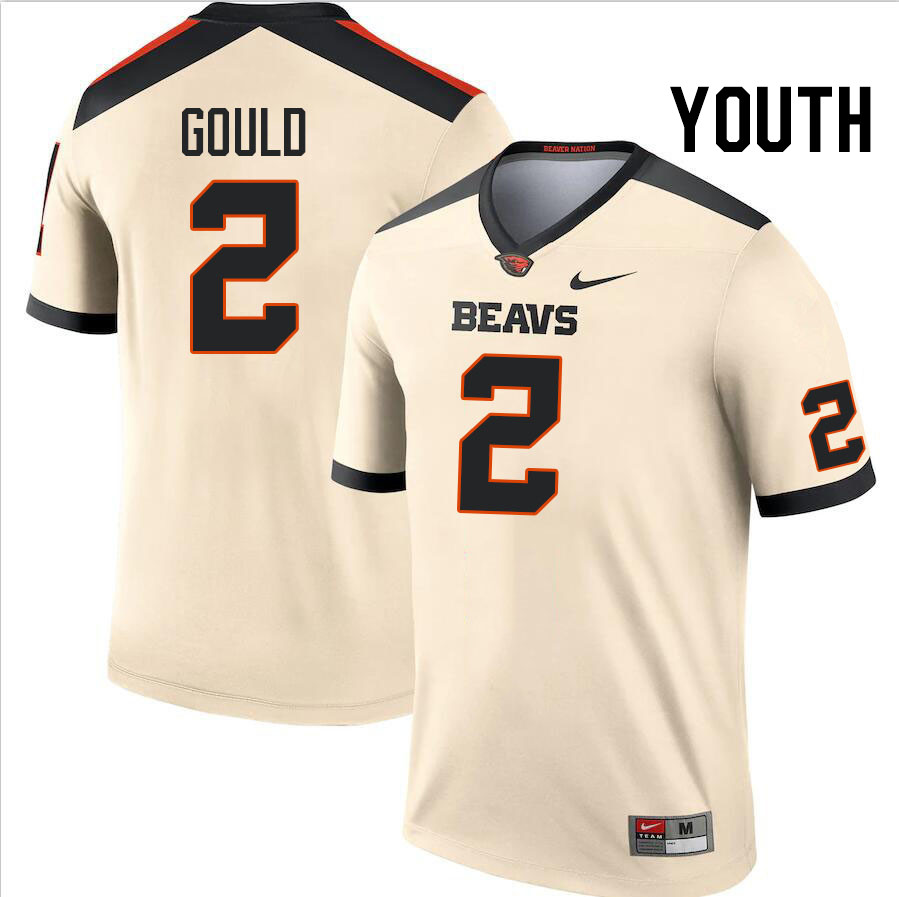 Youth #2 Anthony Gould Oregon State Beavers College Football Jerseys Stitched Sale-Cream